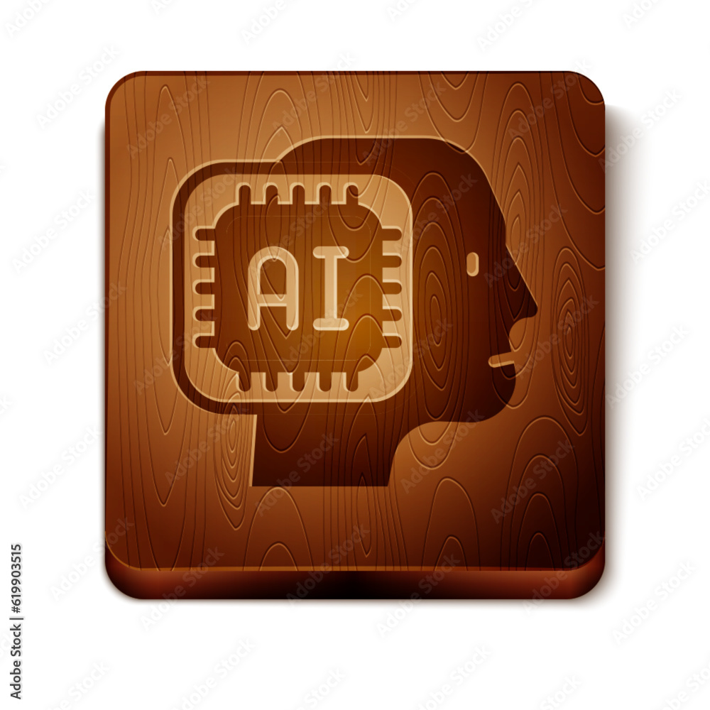 Poster brown humanoid robot icon isolated on white background. artificial intelligence, machine learning, c