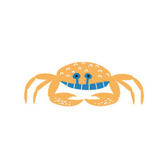 hand drawn crab in flat style. vector illustration