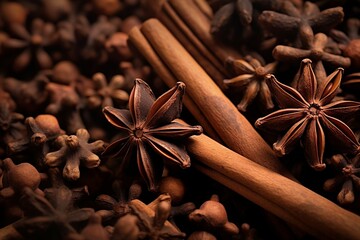 Clove spices as background. Generative AI.