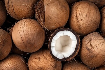 Coconut as background and texture. Generative AI.