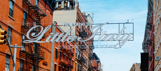 Welcome to Lttle Italy sign in New York, banner