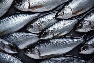 Fototapeta premium Herrings as background and texture. Generative AI.