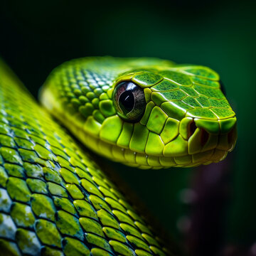 green snake in the grass