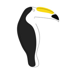 Common giant toco toucan (Ramphastos toco) continuous one line vector drawing. Bird hand drawn modern simple single lineart style. Sketch. Illustration isolated on white background. © Brsznca