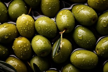 Olive as background and texture. Generative AI.