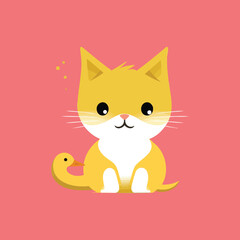 design character of cute cat illustration. Animal Nature Icon Concept Isolated Premium Vector. Flat Cartoon Style