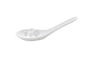 pills in the spoon and white tablets in the spoon. transparent png