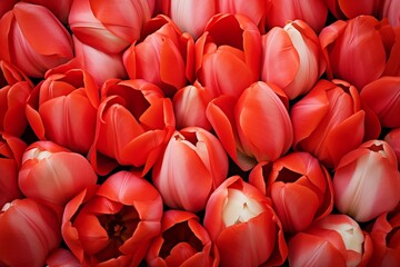 Obraz premium Tulips as texture. Generative AI.