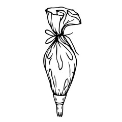 Linear sketch of a pastry bag.Vector graphics.