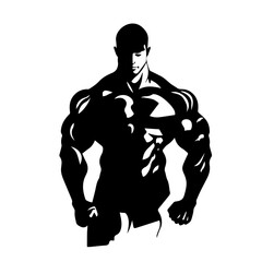 Bodybuilder silhouette illustration 