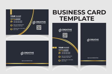 Creative business card template design with portrait and landscape orientation. Minimalist clean business card horizontal and vertical layout.

