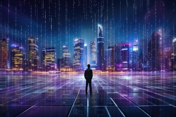 using computer in cyberspace, data, metaverse, future business