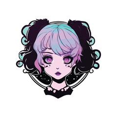 face of cute girl with colorful hair