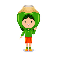 girl kids coconut character
