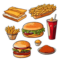 fastfood vector illustrations cartoon hamburger drink simple