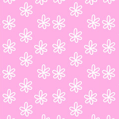 Seamless pattern with simple hand drawn flowers. Creative  texture for fabric, wrapping, textile, wallpaper, apparel. 