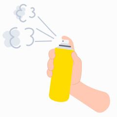 Repellent spray in a yellow bottle. Protection against mosquitoes,ticks and other insects. Aerosol to prevent insect bites.