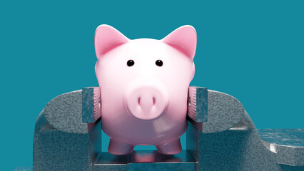  Concepts of Banking piggy bank in a vise