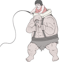 Big man with whip