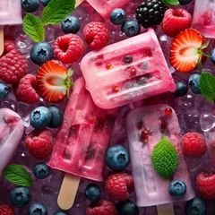 Fotobehang glace aux fruits rouges et baies - IA Generative © DOMINIQUE MARIOTTI