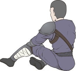 Warrior sit in ground