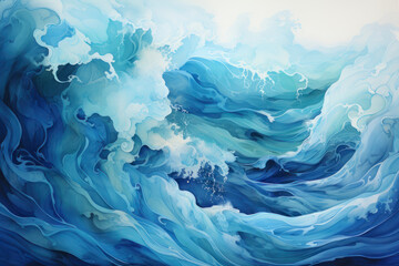 Obraz premium Abstract background, sea, blue watercolor. AI generative.