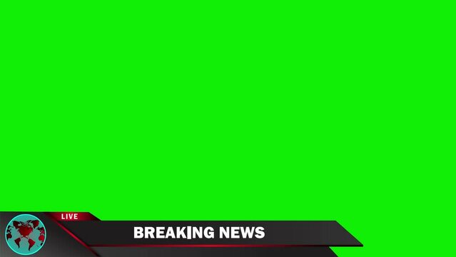 Breaking news lower third on planet earth animation 4k green screen