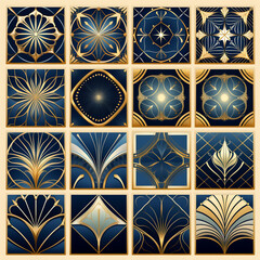set of seamless patterns with stars mandala backround design 