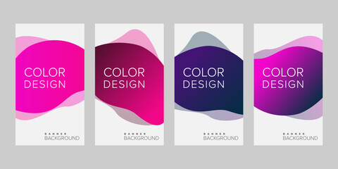 Abstract background banner gradient line color design vector, vertical banner set