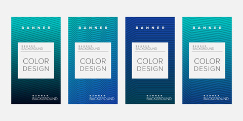 Background banner geometric line gradient color design vector, vertical banner set