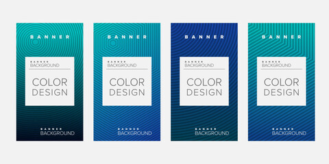 Background banner geometric line gradient color design vector, vertical banner set