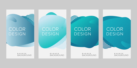 Abstract background banner gradient color design vector, vertical banner set