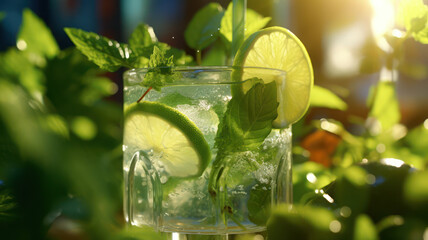 Vibrant and refreshing drink with lime and mint