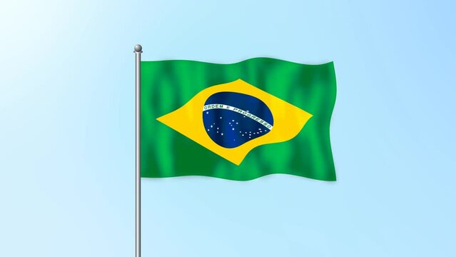 brazil flag waving on beautiful clean blue sky footage background. 4k