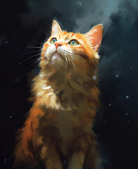 orange tabby cat, illustration style, generative ai 