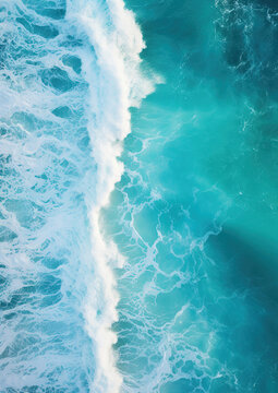 waves in the ocean, aerial view, generative ai 