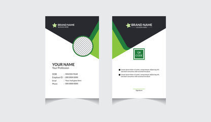 Corporate id card design template in vertical layout . employee identity.