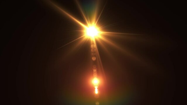 Orange sun flare optical streak glow. 2D computer generated graphic