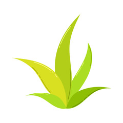 The grass is green. Flat style. 