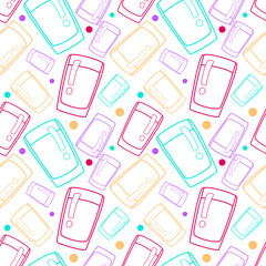 pastel doodle line drinking glass with pastel dots seamless pattern on white background. vector abstract.