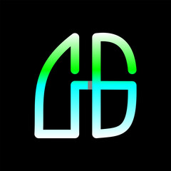 AG Letter Initial Logo Design Template Vector Illustration. Green Blue White Typography on Black Background