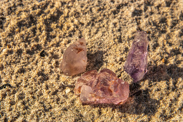Pink amethyst, in its natural, non-polished state, reveals soft pink hues with translucent clarity. This unique gemstone captivates with its delicate beauty, exuding a calming and soothing aura around