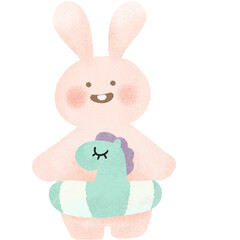 Rabbit bunny cute kawaii smile happy unicorn rubber ring cartoon swimming costume 