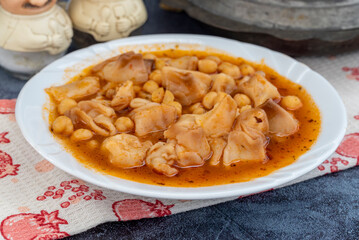 Traditional delicious Turkish food; ring soup (Turkish name; Yuksuk corbasi or yuzuk corbasi)