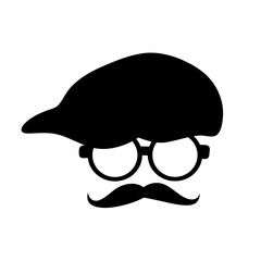 mustache, hat and eye glass glyph vector icon, modern concept