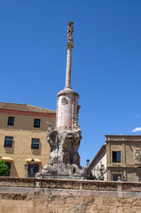 Fototapeta na wymiar Monument of the Triumph of Saint Raphael of the Mosque of Cordoba, Spain.