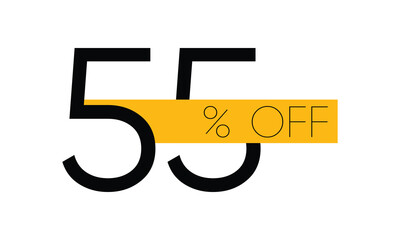 creative 55% sale off vector, typography 55% off sale, 55% off discount sale