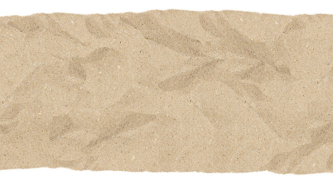 Textured crumpled craft paper isolated on transparent background