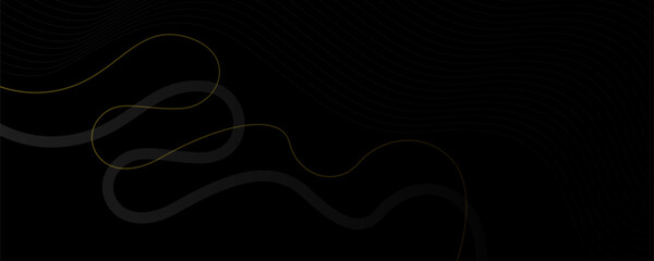 Abstract background with wavy lines in black and gold colors. Vector illustration
