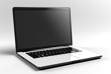 Fototapeta premium A laptop computer sitting on top of a table. Generative AI. Mockup with space for your design or logo.